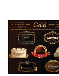 Set gold and brown retro vintage labels Royalty Free Vector