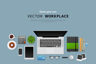 Workplace with isolated objects vector