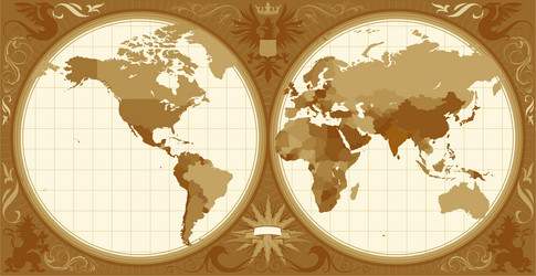 Colorful ancient world map Royalty Free Vector Image