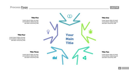 Arrow chart with five elements template vector