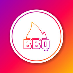 Color barbecue fire flame line icon isolated vector