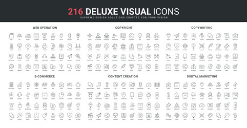 digital marketing idea creation line icons set vector image