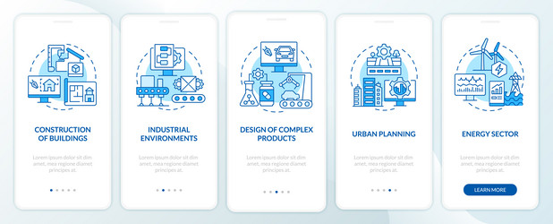 digital twin use cases blue onboarding mobile app vector image