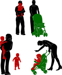 Family Silhouettes - Children Playing Vector Image