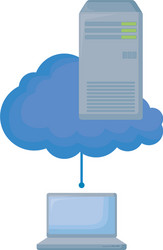 laptop computer with cloud and tower server vector image