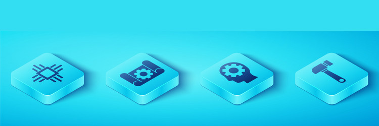 set isometric processor with microcircuits cpu vector image