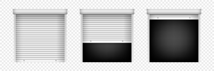 Set of roller shutter gate open and closed vector