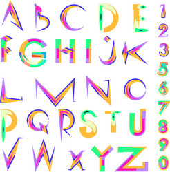 abstract colorful font and alphabet vector image