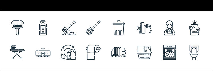 cleaning line icons linear set quality vector image