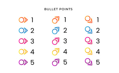 colorful bullet point number with gradient arrow vector image
