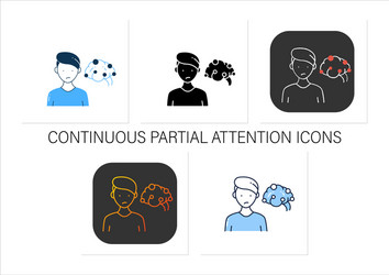 continuous partial attention icons set vector image