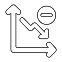 declining graph with arrow going down and minus vector image