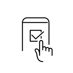 finger tapping on check mark signing agreement vector image