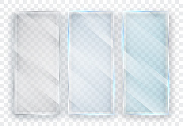 Glass plates set banners on transparent vector