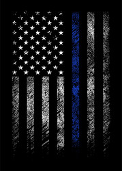 Grunge USA Thin Blue Line Flag Vector Image