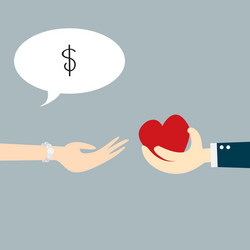 Hand holding heart with concept business vector