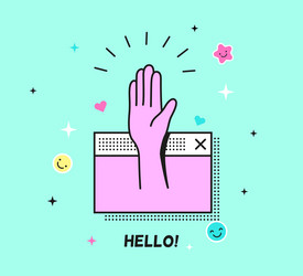 hello retro poster vintage computer web window vector image