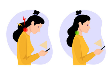 incorrect and correct position using the phone vector image