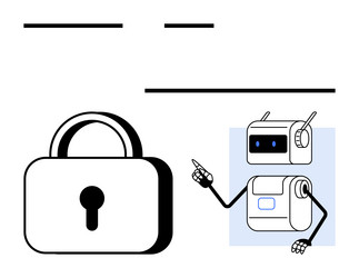 lock and robot highlighting security vector image