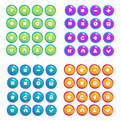 Mobile Game UI Icons & Buttons vector image
