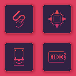 set line computer mouse optical disc drive vector image