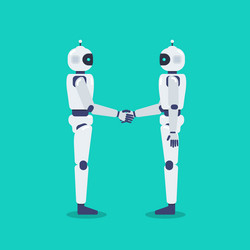 handshake between two robots vector image