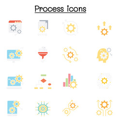 process data analysis icon set in flat color style vector image