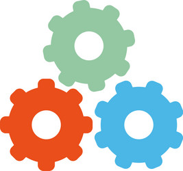 three gears different colors icon image vector image