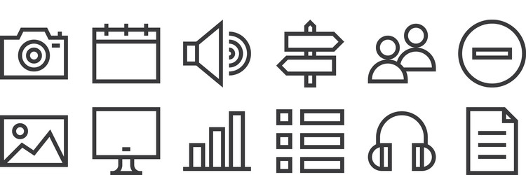 12 set linear web essentials icons thin vector image