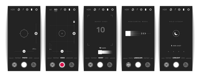 Mobile Camera App UI vector image