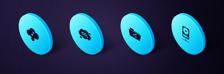 set isometric hard disk drive on sharing network vector image