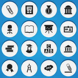 set of 16 editable university icons includes vector image