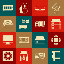 set sd card processor with cpu server data web vector image