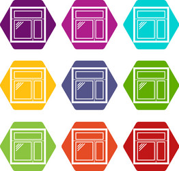 Square window frame icons set 9 vector