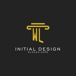 wl initial logo with simple pillar style design vector image