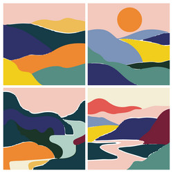 abstract landscape color blocks series vector image