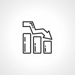 bar chart line icon falling graph outline vector image