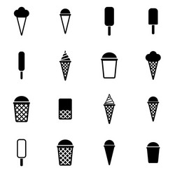 black ice cream icon set vector