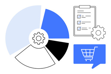 business performance analysis with pie chart vector image