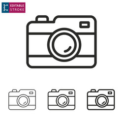 camera line icon on white background editable vector