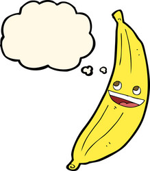 Cartoon happy banana with thought bubble vector