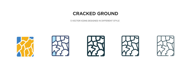 Cracked ground icon in different style two vector