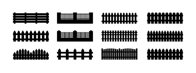 fence template element icon set isolated vector image