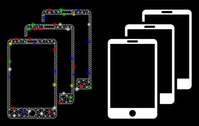 flare mesh network smartphones icon with vector