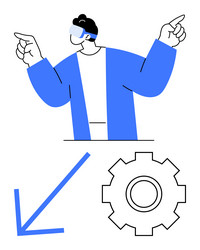 man in vr headset exploring technology vector image