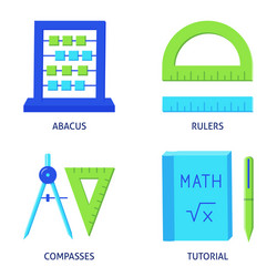 math instruments icons set in flat style vector