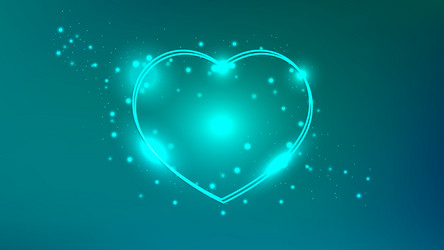 neon double frame in heart form with shining vector image