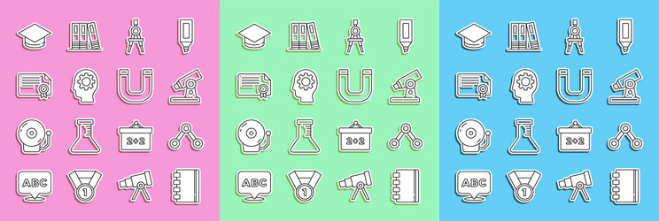 set line spiral notebook molecule microscope vector image