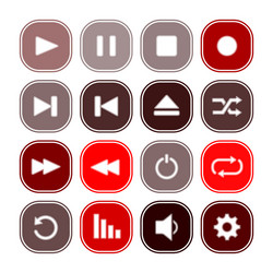 set of monochrome icons with media player symbols vector image
