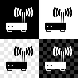 Set router and wi-fi signal icon isolated on black vector